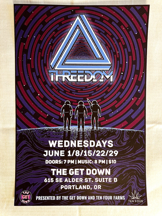 Threedom Get Down Residency June ‘22 Poster